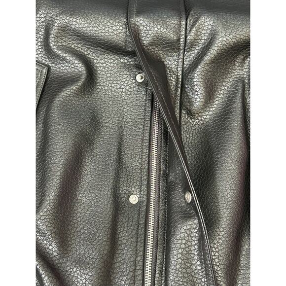 NWT Rumored Women's Black Faux Leather Full Zip Maverick Bomber Jacket Size M/L - Picture 7 of 12